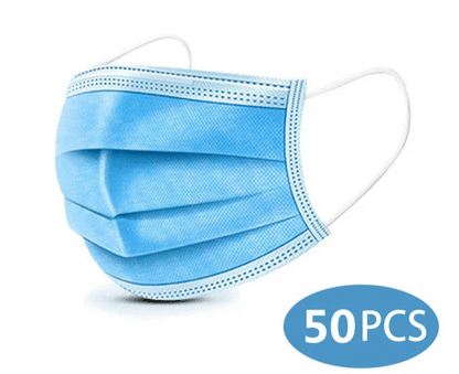 Disposable 3-layer Protective Face Masks - Purple, Pink, Blue, Black, Grey, White - 50 pieces
