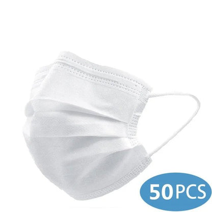 Disposable 3-layer Protective Face Masks - Purple, Pink, Blue, Black, Grey, White - 50 pieces