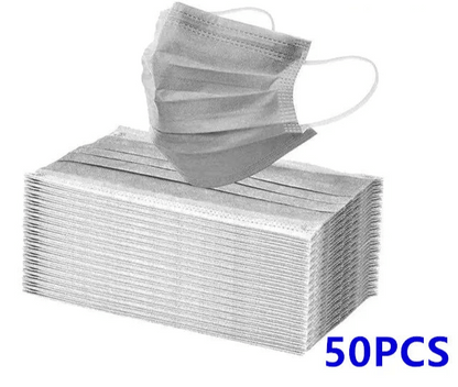 Disposable 3-layer Protective Face Masks - Purple, Pink, Blue, Black, Grey, White - 50 pieces