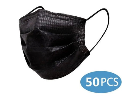 Disposable 3-layer Protective Face Masks - Purple, Pink, Blue, Black, Grey, White - 50 pieces