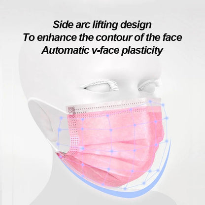 Disposable 3-layer Protective Face Masks - Purple, Pink, Blue, Black, Grey, White - 50 pieces