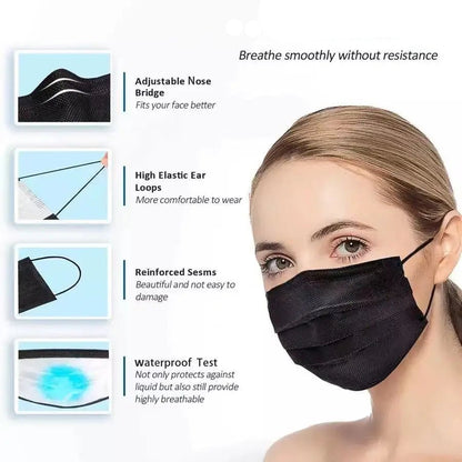 Disposable 3-layer Protective Face Masks - Purple, Pink, Blue, Black, Grey, White - 50 pieces
