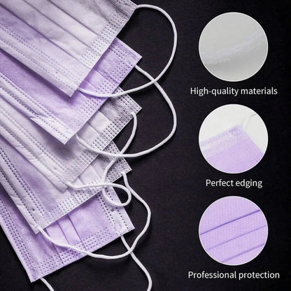 Disposable 3-layer Protective Face Masks - Purple, Pink, Blue, Black, Grey, White - 50 pieces