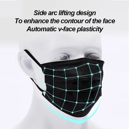 Disposable 3-layer Protective Face Masks - Purple, Pink, Blue, Black, Grey, White - 50 pieces