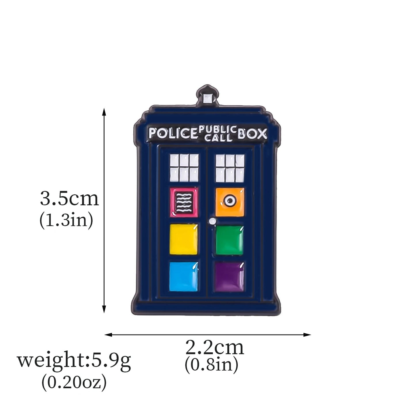 Dr Who Tardis pride flag pin - rainbow, trans, bi, lesbian, non-binary, pan, ace