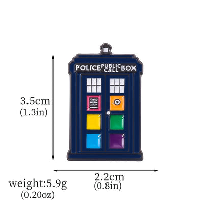 Dr Who Tardis pride flag pin - rainbow, trans, bi, lesbian, non-binary, pan, ace