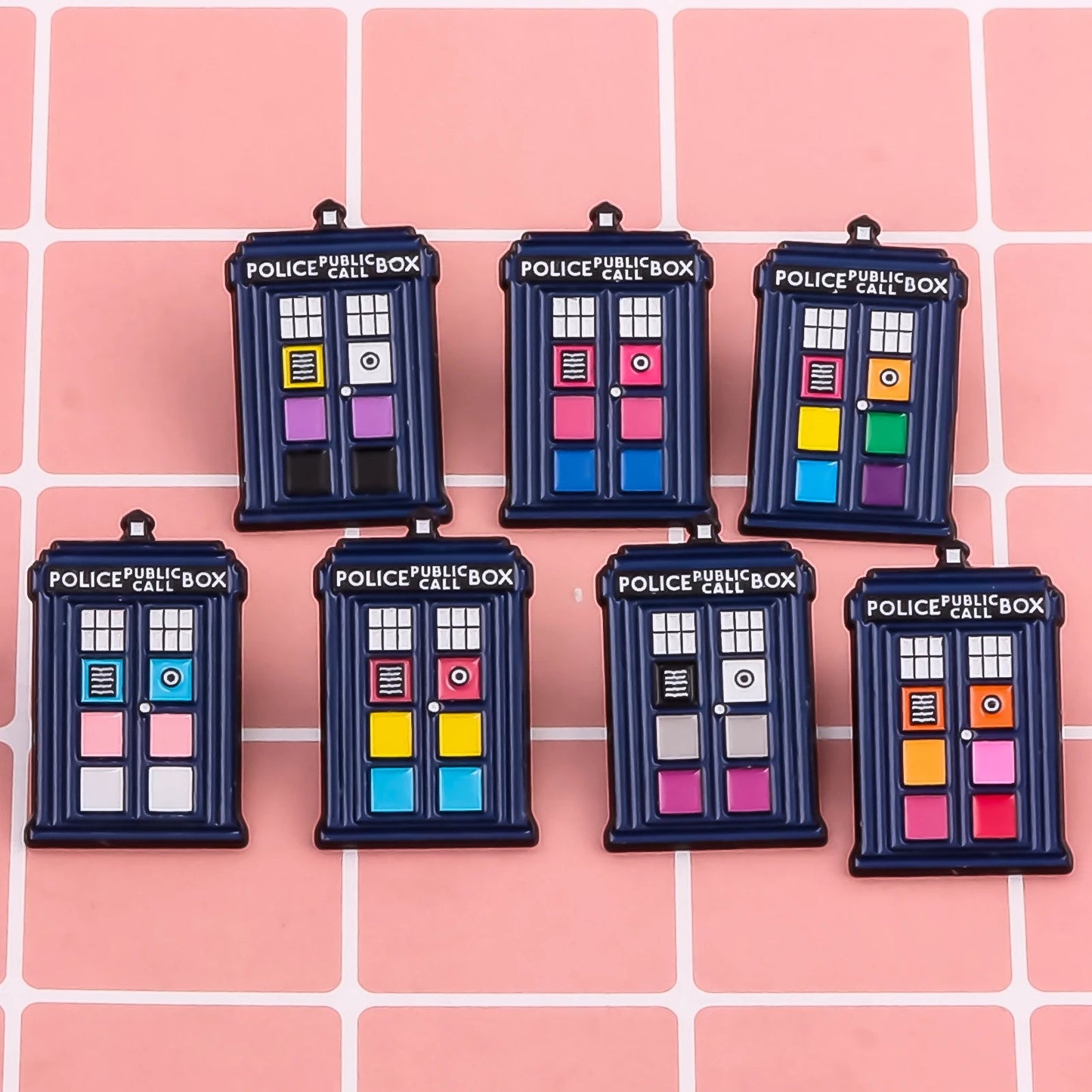 Dr Who Tardis pride flag pin - rainbow, trans, bi, lesbian, non-binary, pan, ace
