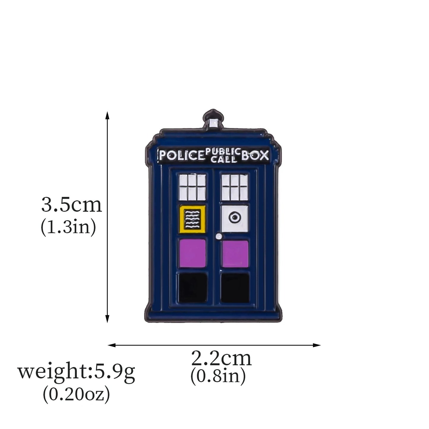 Dr Who Tardis pride flag pin - rainbow, trans, bi, lesbian, non-binary, pan, ace