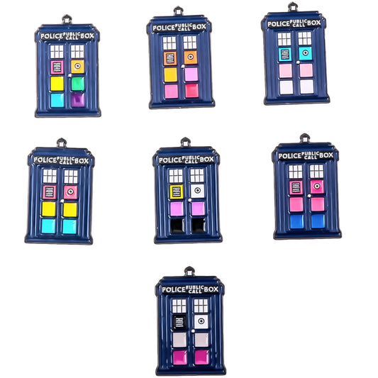 Dr Who Tardis pride flag pin - rainbow, trans, bi, lesbian, non-binary, pan, ace