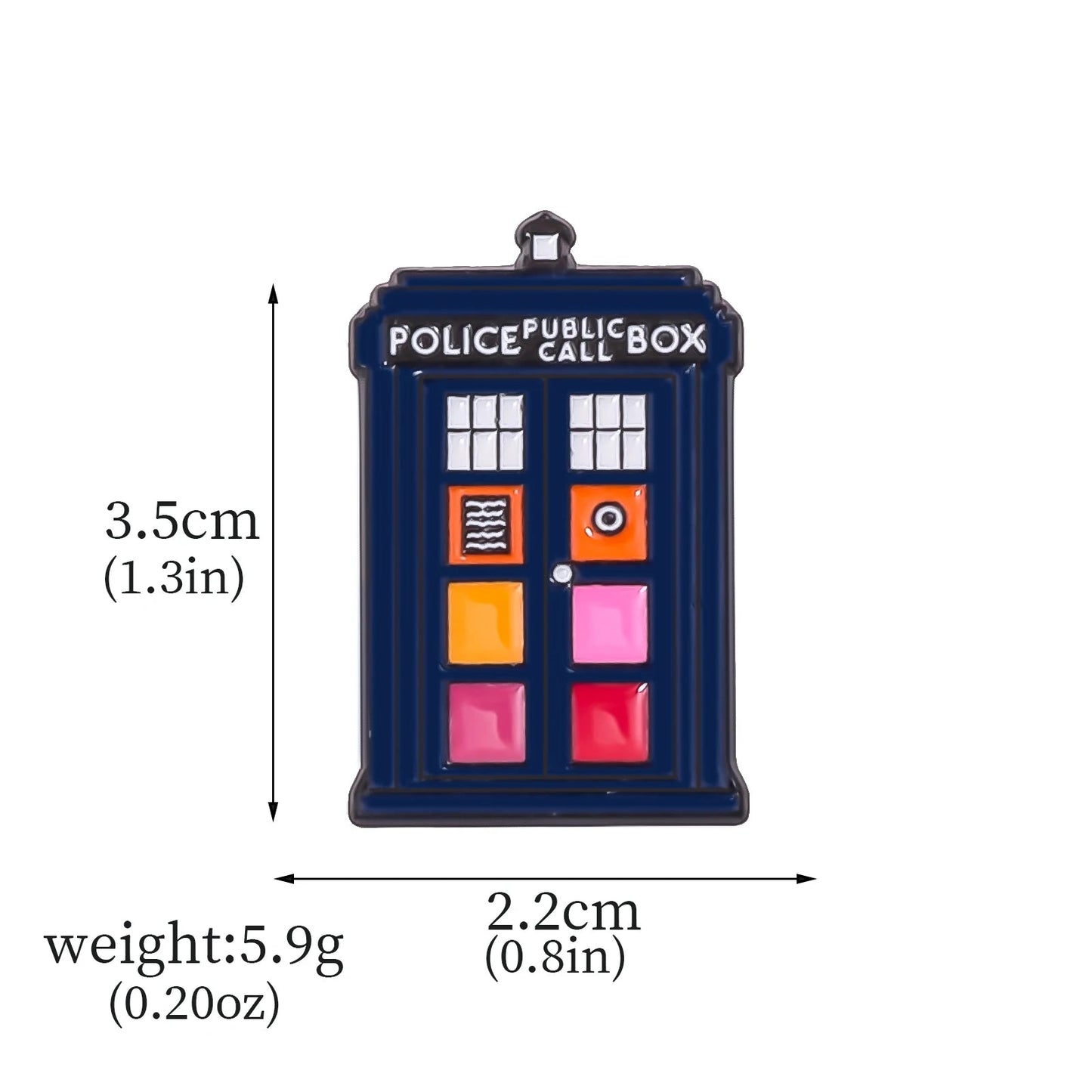 Dr Who Tardis pride flag pin - rainbow, trans, bi, lesbian, non-binary, pan, ace