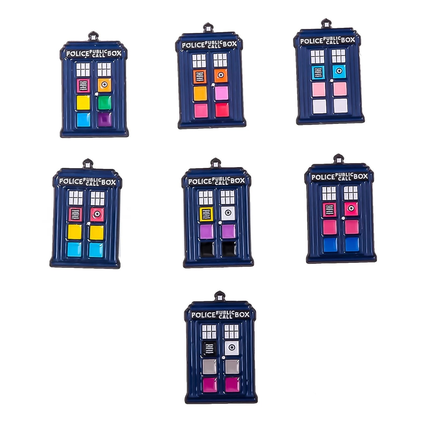Dr Who Tardis pride flag pin - rainbow, trans, bi, lesbian, non-binary, pan, ace