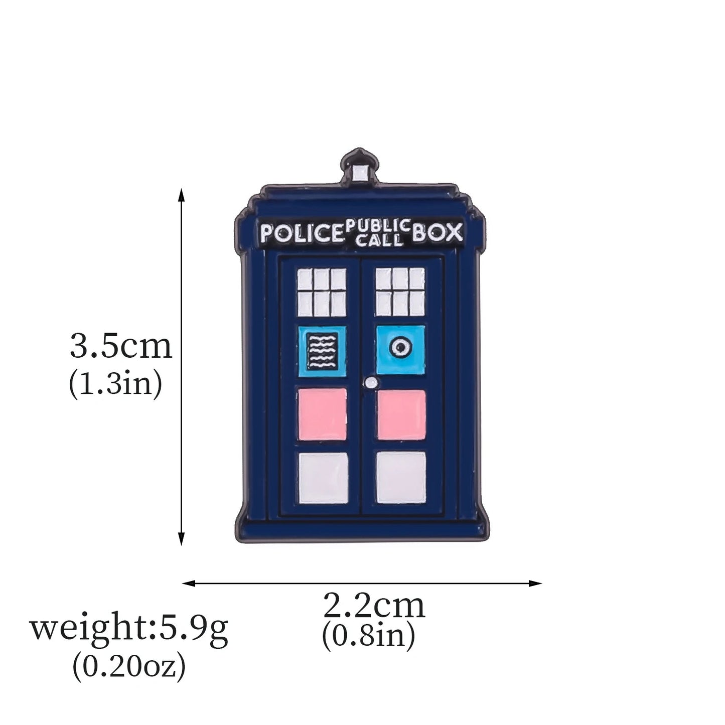 Dr Who Tardis pride flag pin - rainbow, trans, bi, lesbian, non-binary, pan, ace