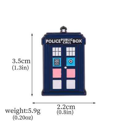Dr Who Tardis pride flag pin - rainbow, trans, bi, lesbian, non-binary, pan, ace