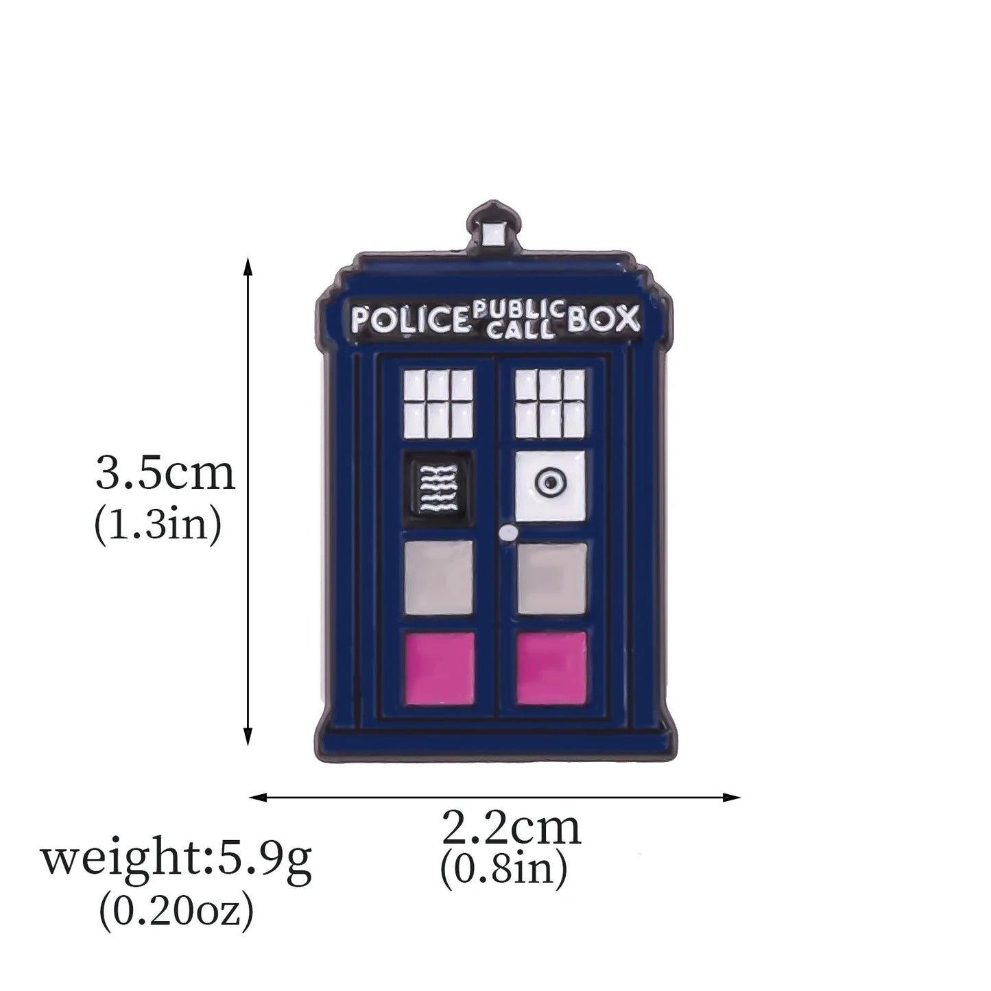 Dr Who Tardis pride flag pin - rainbow, trans, bi, lesbian, non-binary, pan, ace