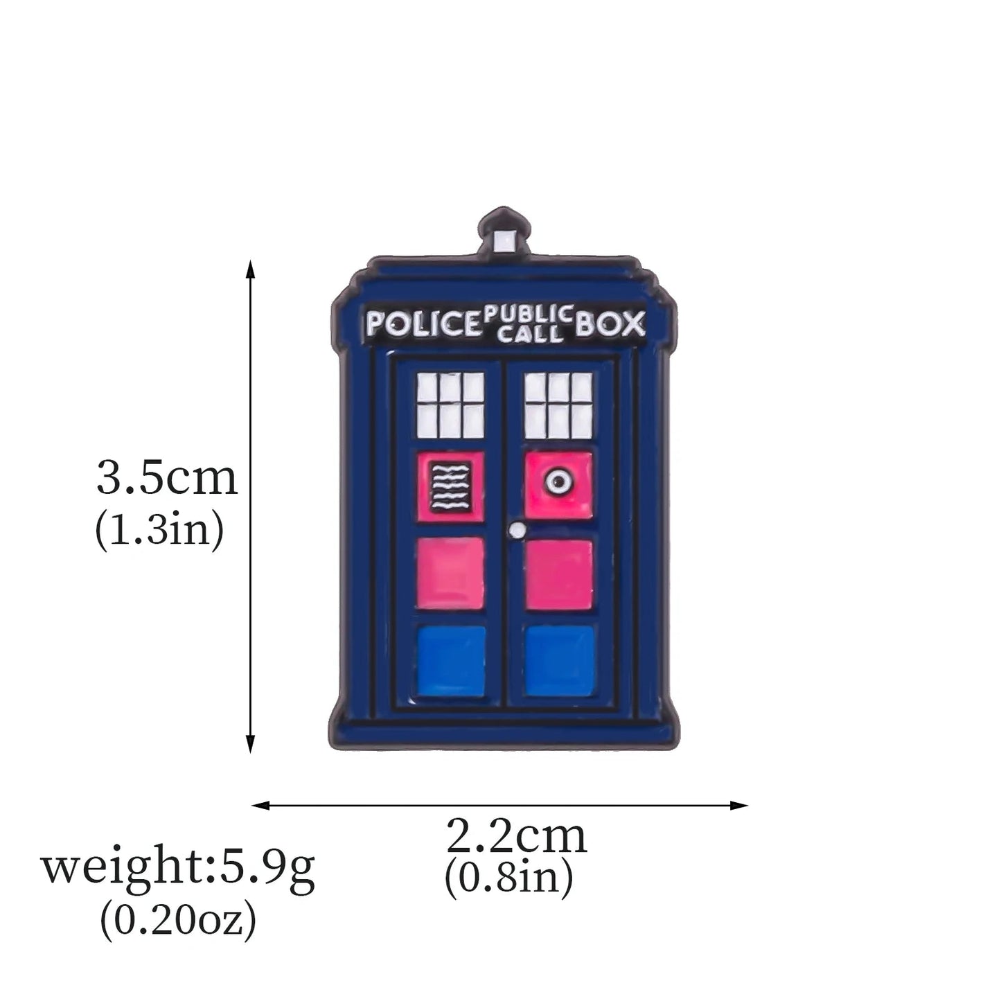 Dr Who Tardis pride flag pin - rainbow, trans, bi, lesbian, non-binary, pan, ace