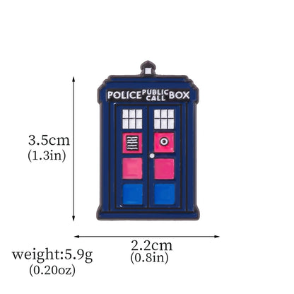 Dr Who Tardis pride flag pin - rainbow, trans, bi, lesbian, non-binary, pan, ace