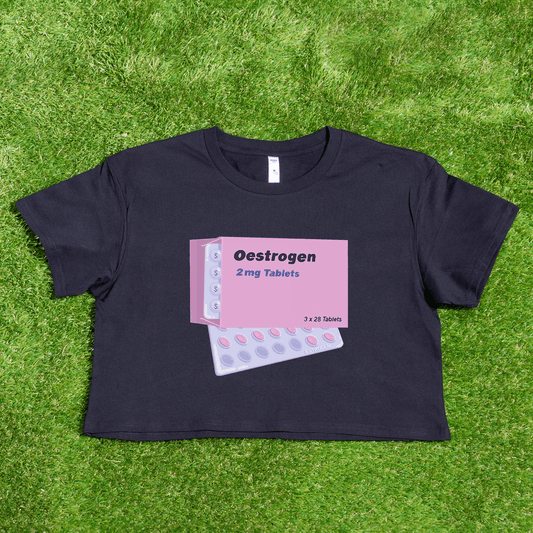 Estrogen HRT trans pride - locally printed crop tee - Gay SkateEstrogen HRT trans pride - locally printed crop teeT-ShirtGay SkateGay Skate