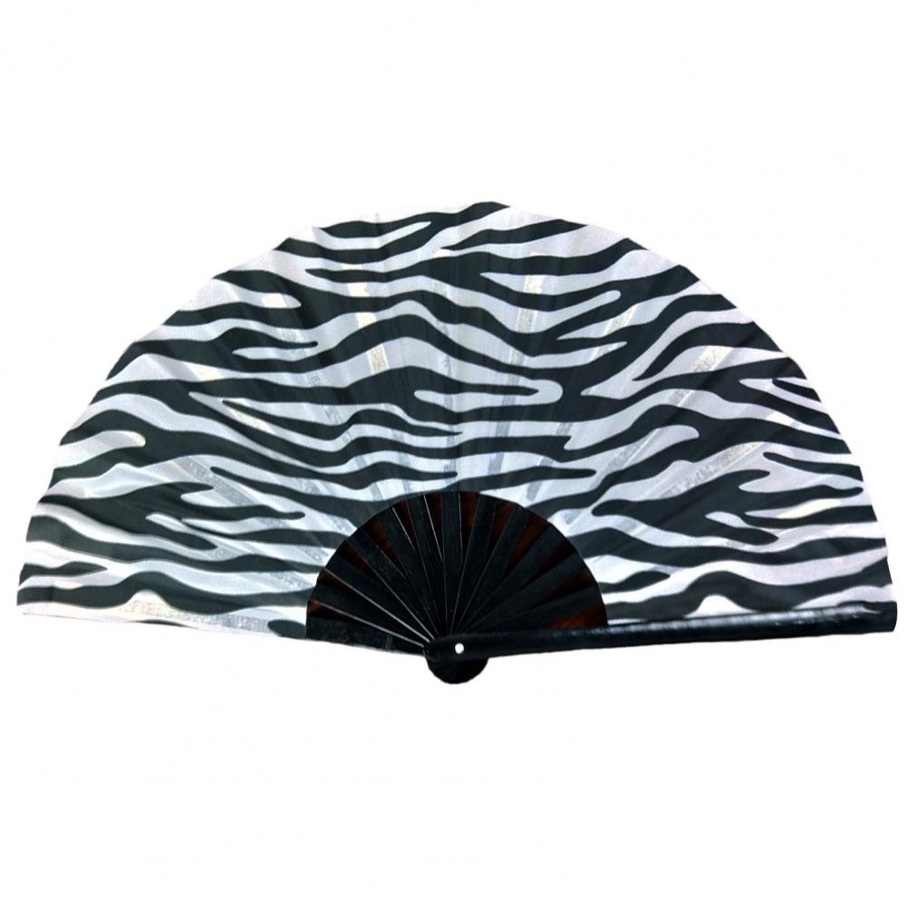 Zebra print hand held fan