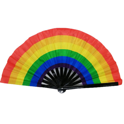 Rainbow pride flag hand held fan