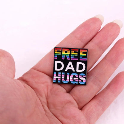 Free Dad Hugs - rainbow and trans pride - ally enamel pin