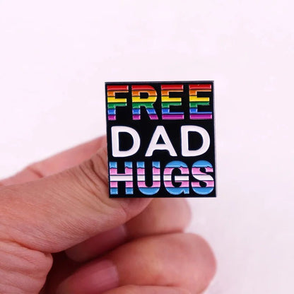 Free Dad Hugs - rainbow and trans pride - ally enamel pin
