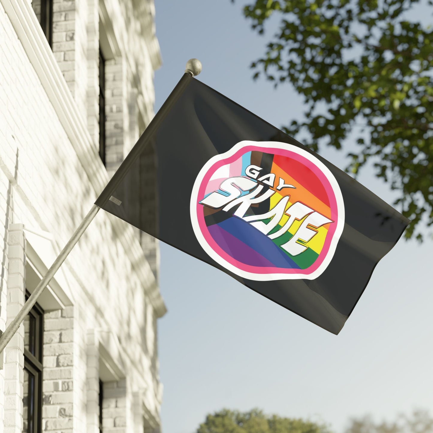 Gay Skate original logo flag black - Gay SkateGay Skate original logo flag blackHome DecorPrintifyGay Skate94226257622891794610