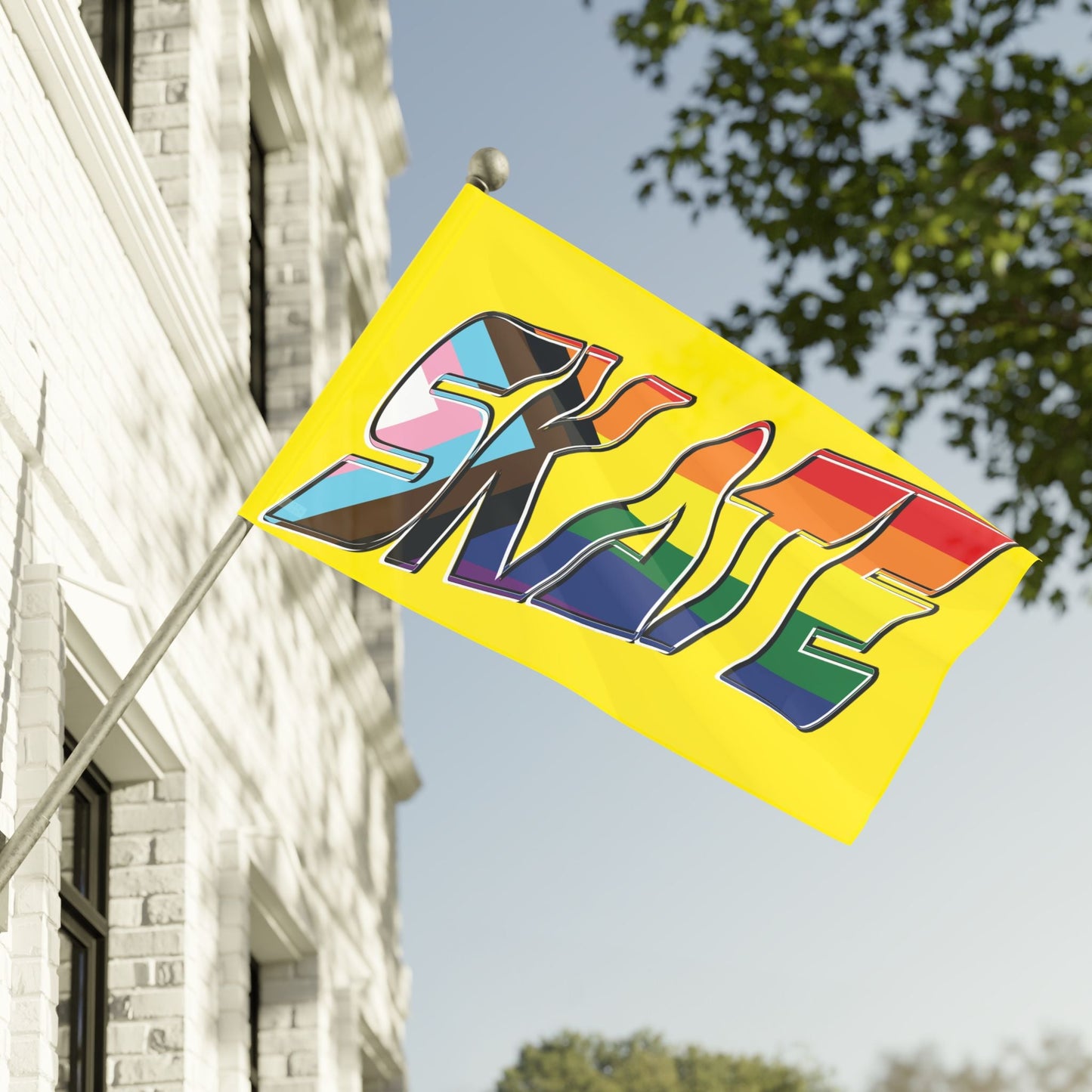 Gay Skate original logo Flag - yellow - Gay SkateGay Skate original logo Flag - yellowHome DecorPrintifyGay Skate57284786003167581007