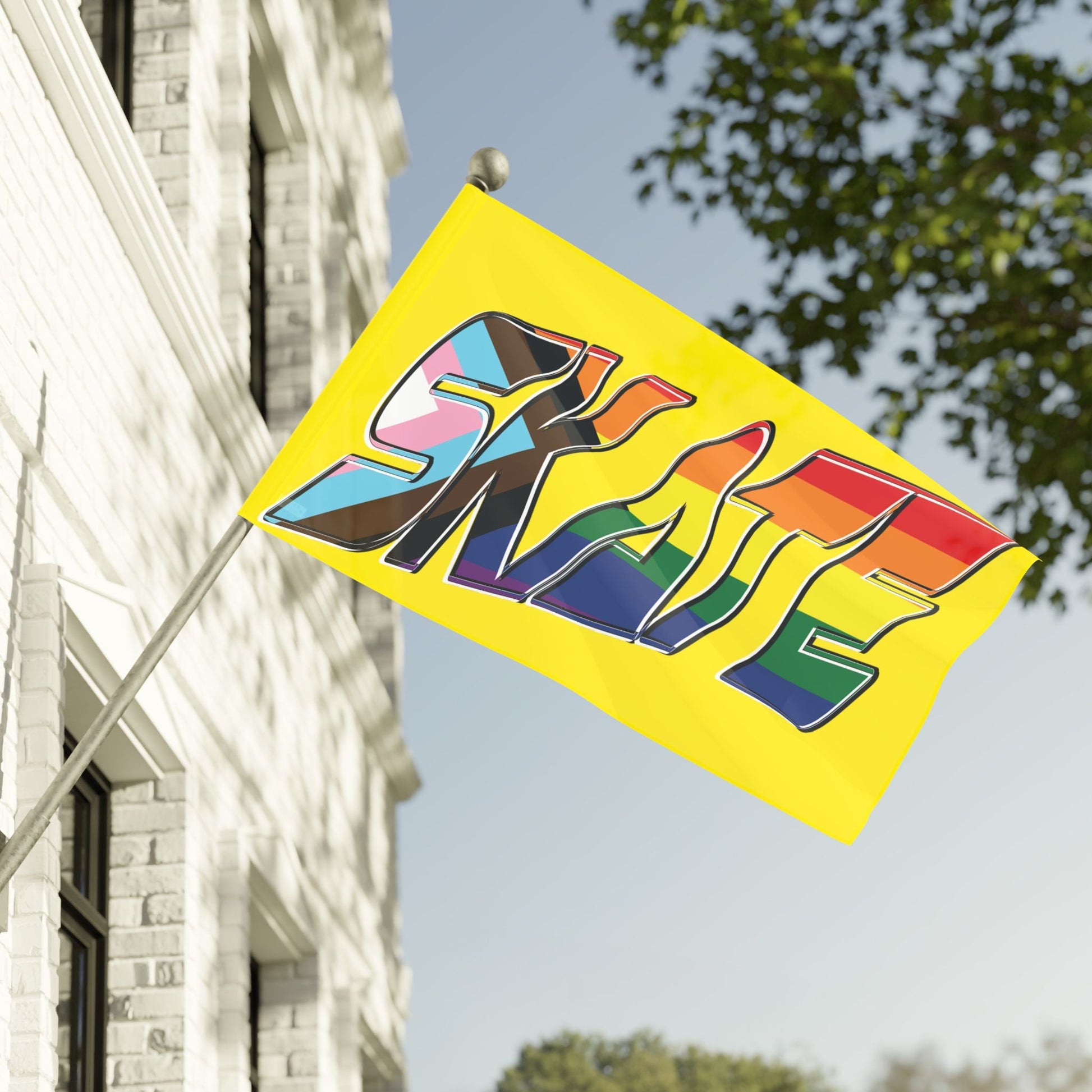 Gay Skate original logo Flag - yellow - Gay SkateGay Skate original logo Flag - yellowHome DecorPrintifyGay Skate57284786003167581007