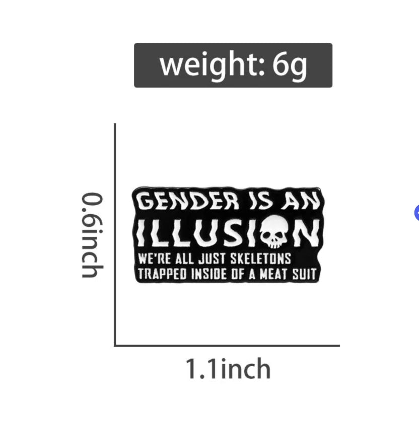 Gender Is An Illusion: skull enamel pin – Gay Skate