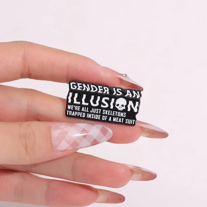 Gender Is An Illusion: skull enamel pin – Gay Skate