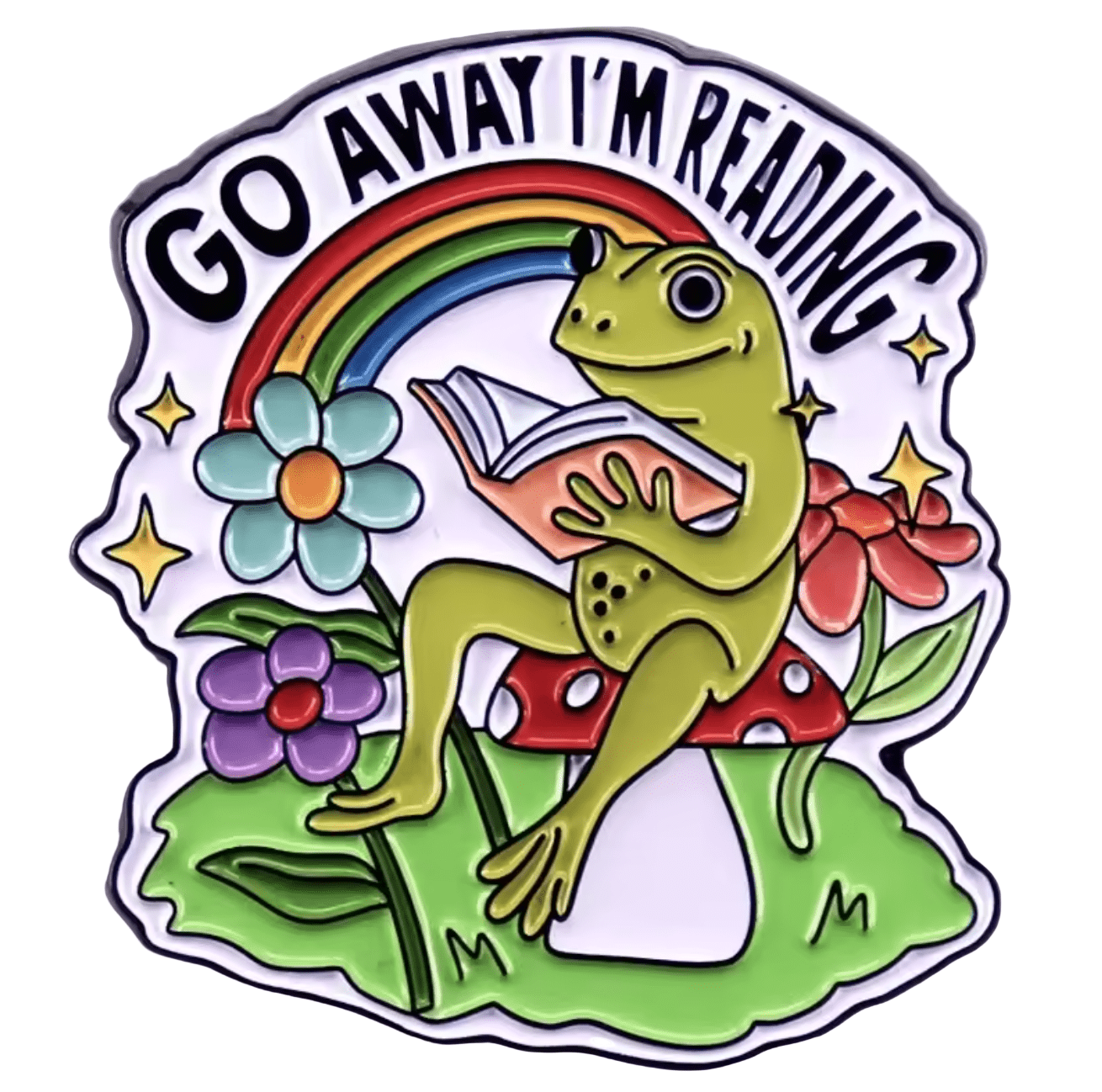 Go Away I'm Reading - frog enamel pin