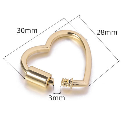 Gold Heart-shaped shiny locking carabiner 