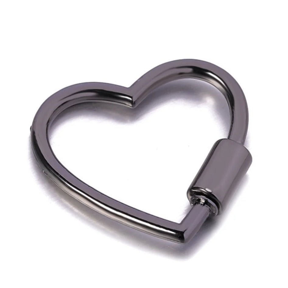 Black chrome Heart-shaped locking carabiner 