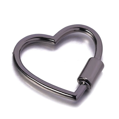 Black chrome Heart-shaped locking carabiner 