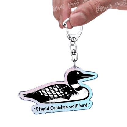 Stupid Canadian wolf bird Heated Rivalry loon key ring