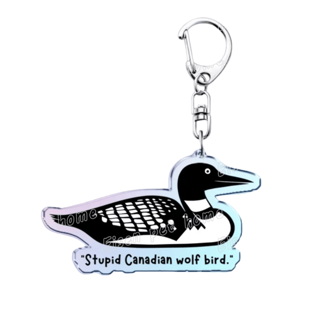 Stupid Canadian wolf bird Heated Rivalry loon key ring