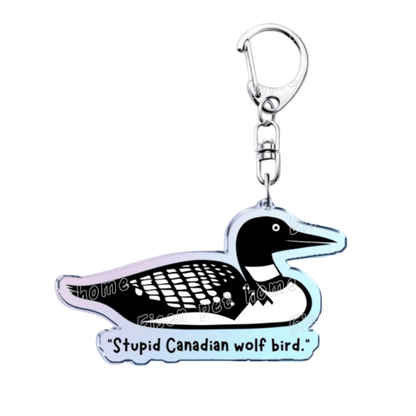 Stupid Canadian wolf bird Heated Rivalry loon key ring