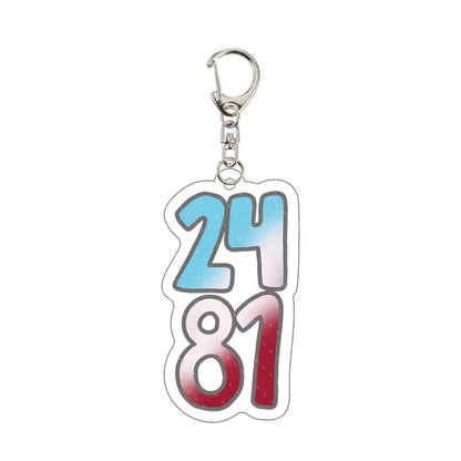 Heated Rivalry Keychain with red and bluegradient numbers 24 and 81