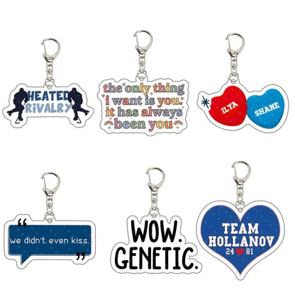 Heated Rivalry, Ilya and Shane, Team Hollanov, Wow Genetic, We didn't event kiss cutesy romantic key ring bag charms. The only thing I want is you, it has always been you
