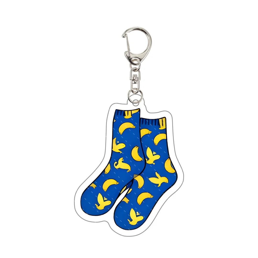 Heated Rivalry Scott Hunter Keychain blue blueberry socks with yellow banana pattern