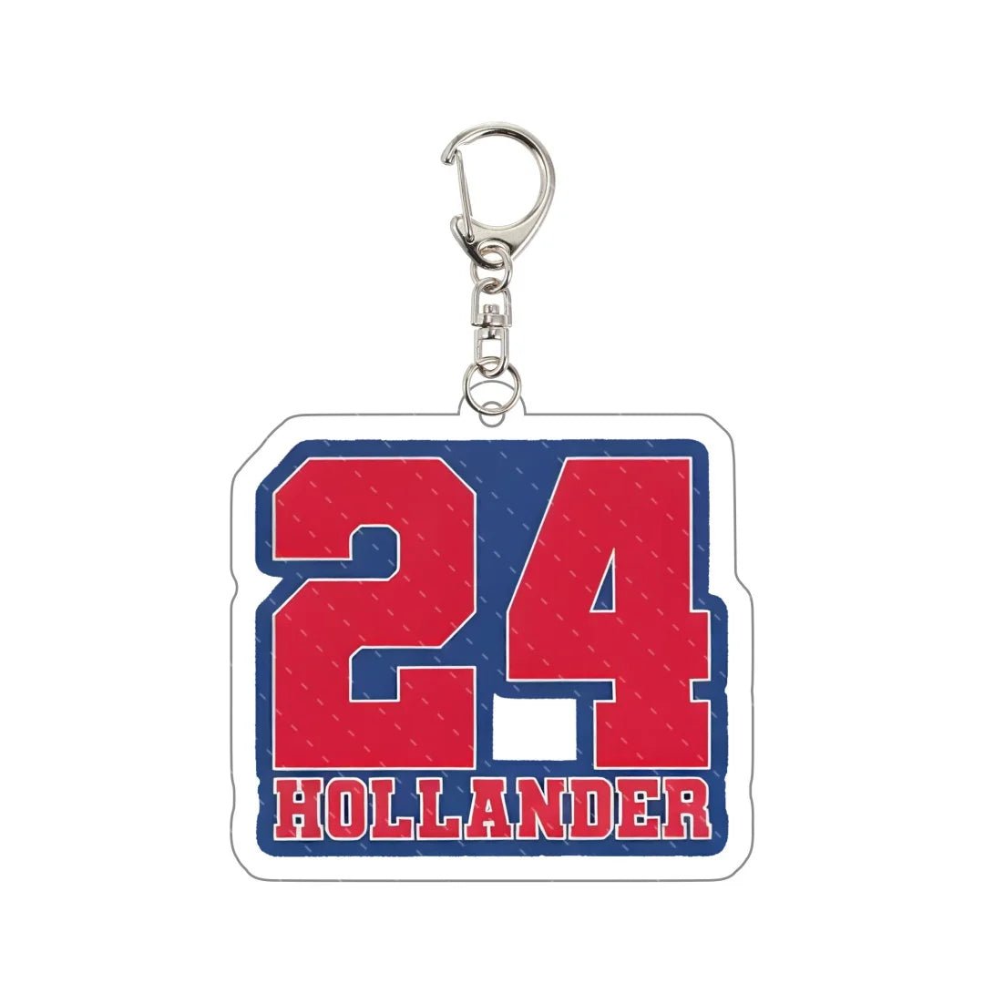 Heated Rivalry Keychain with number 24 and name 'HOLLANDER' 