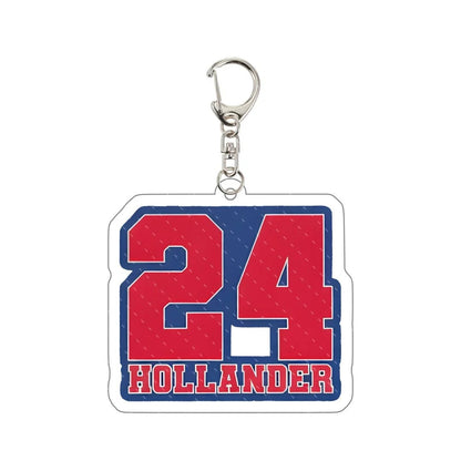 Heated Rivalry Keychain with number 24 and name 'HOLLANDER' 