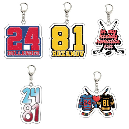24 Hollander, 81 Rozanov, hockey jersey, heated rivalry key rings. In my hockey romance era