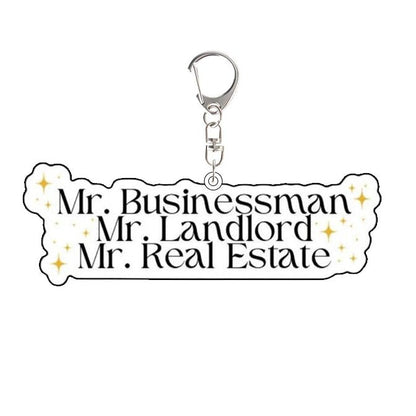 Heated Rivalry Keychain with text 'Mr. Businessman, Mr. Landlord, Mr. Real Estate'