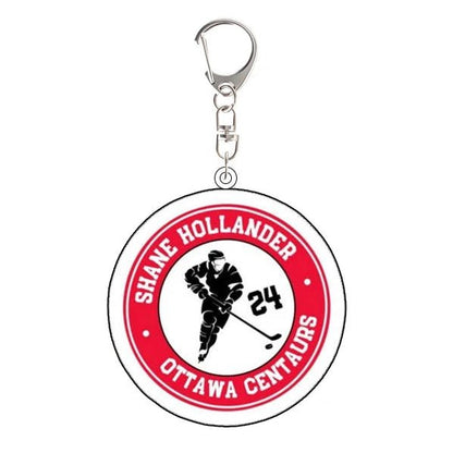 Shane Hollander 24 Ottawa Centaurs red Keychain with ice hockey player design