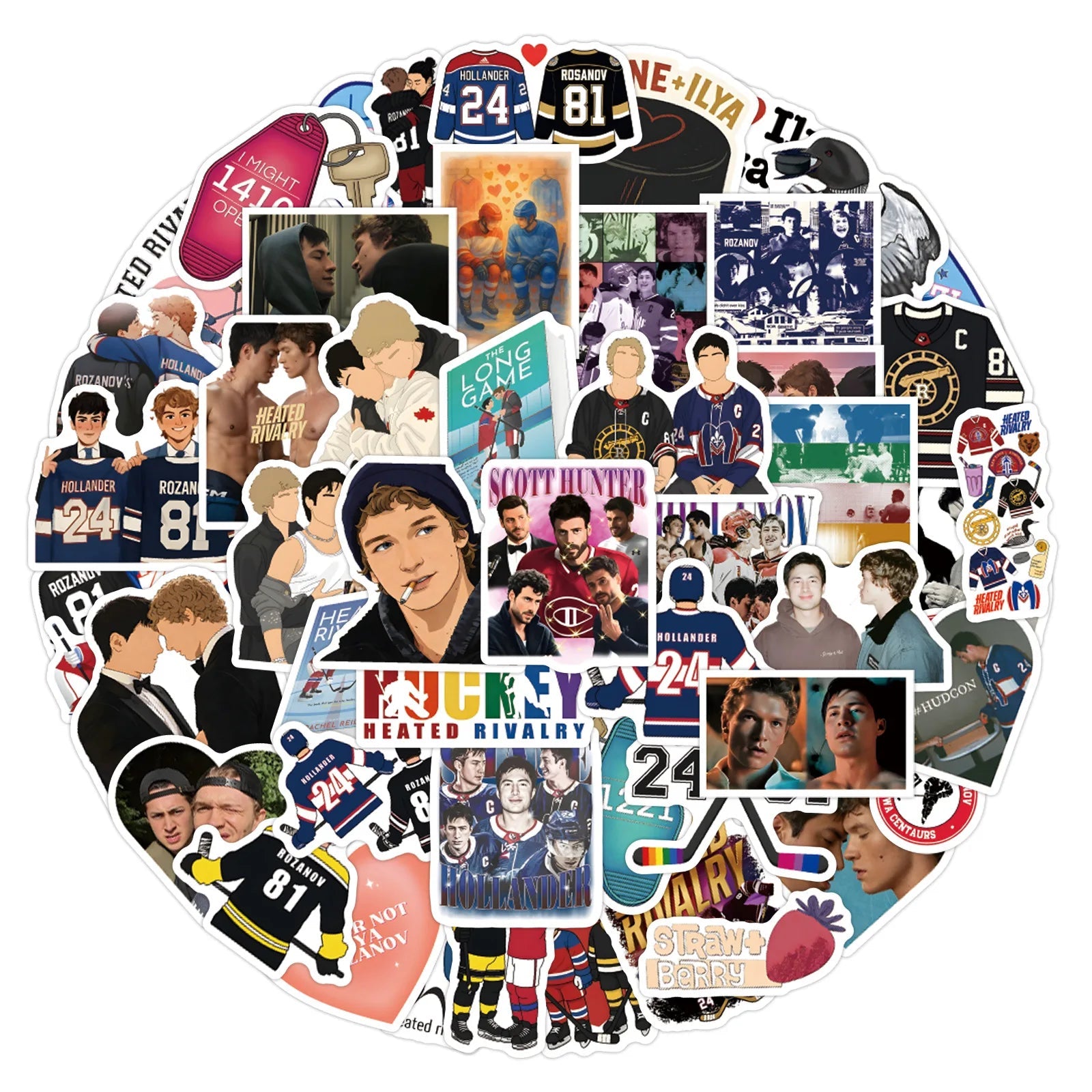 Collection of Heated Rivalry stickers featuring various images and designs