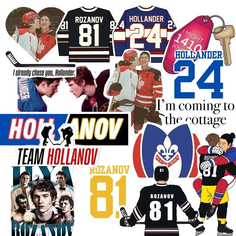 Bulk hockey-themed Heated Rivalry stickers - Hollander Rozanov LGBT 