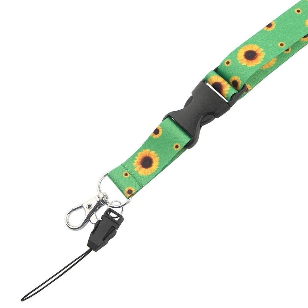 Yellow Sunflower Green lanyard for invisible illness, hidden disability, mental health, neurodiversity