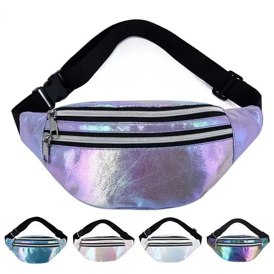 Blue Pink White Purple and Rainbow Holographic fanny pack bum bag
