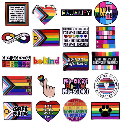 HUMAN with five pride flags - enamel pin